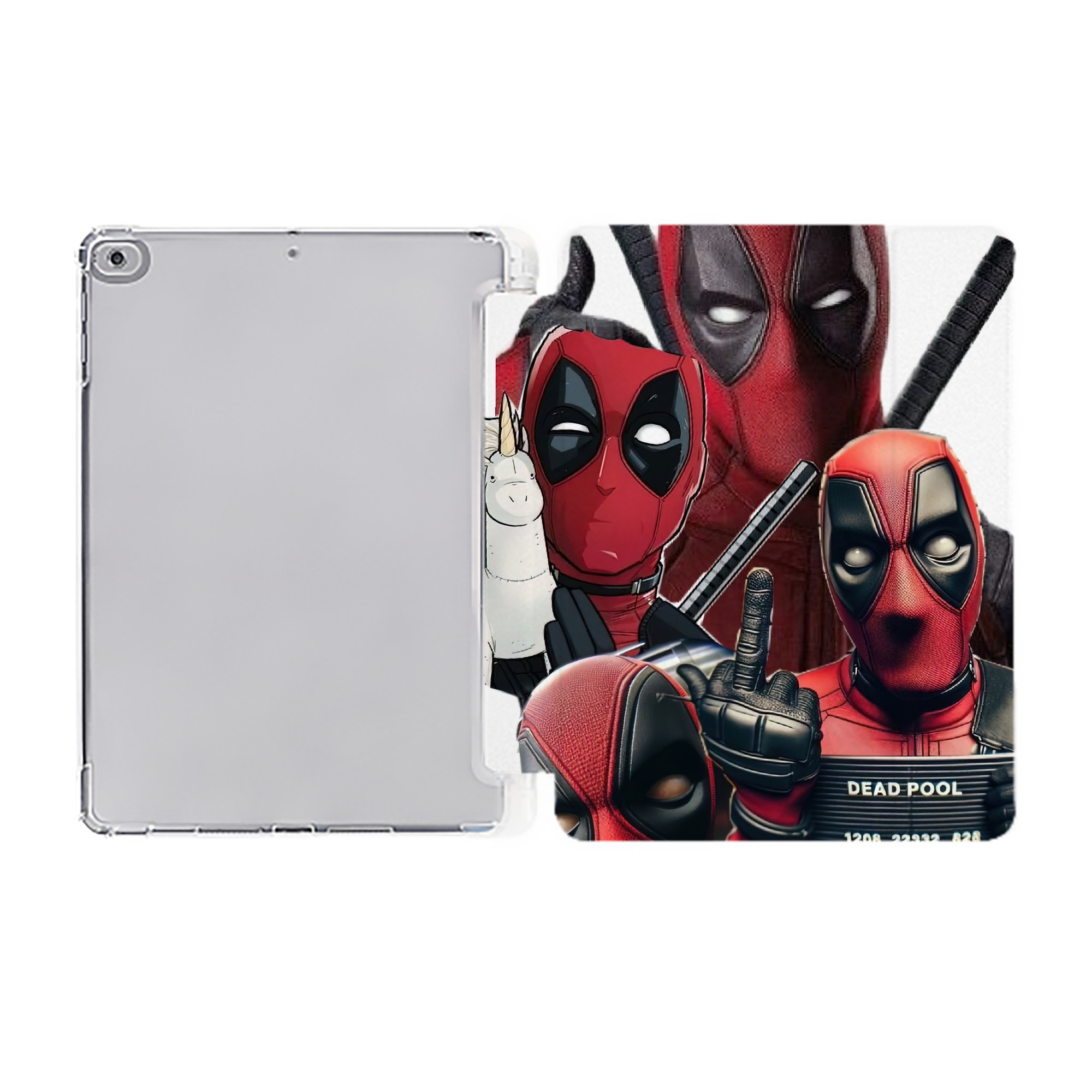 （画像用） Deadpool デッドプール IPad ケース ペン収納付き 三つ折りスタンド PUレザー×シリコン 対応機種9.5/10.5/10.9インチ